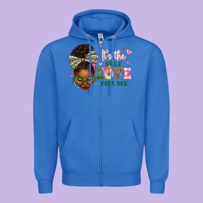 Sorority Colors It's The Self Love For Me Afro Wom Zipper Hoodie Designed By Texasbilliewilder
