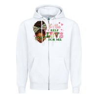 White sorority colors it's the self love for me afro wom Zipper Hoodie - texasbilliewilder