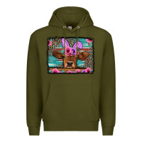 Army Green easter floral leopard cow Premium Hoodie - Jasminsmagicworld