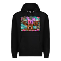 Black easter floral leopard cow Premium Hoodie - Jasminsmagicworld