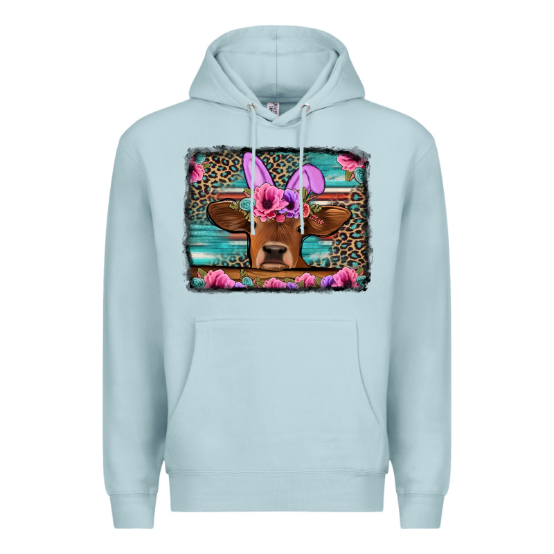 Easter Floral Leopard Cow Premium Hoodie by Jasminsmagicworld | Teevron