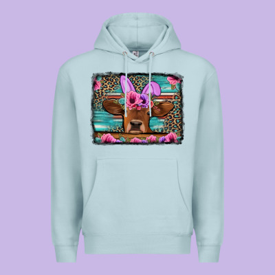 Easter Floral Leopard Cow Premium Hoodie Designed By Jasminsmagicworld