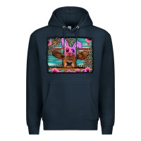Navy easter floral leopard cow Premium Hoodie - Jasminsmagicworld