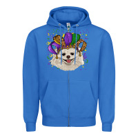 True Royal Mardi Gras White Pomeranian with Hat Zipper Hoodie - RanaPortraitStore