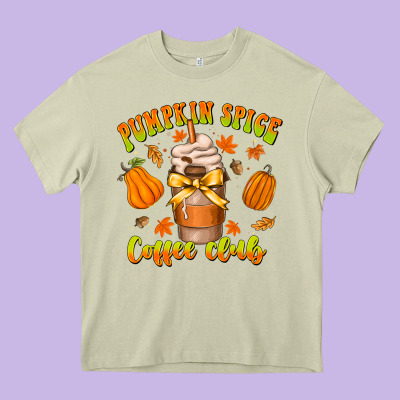 Pumpkin Spice Coffee Club Heavy Core Tee Designed By Cowhidedigitalart