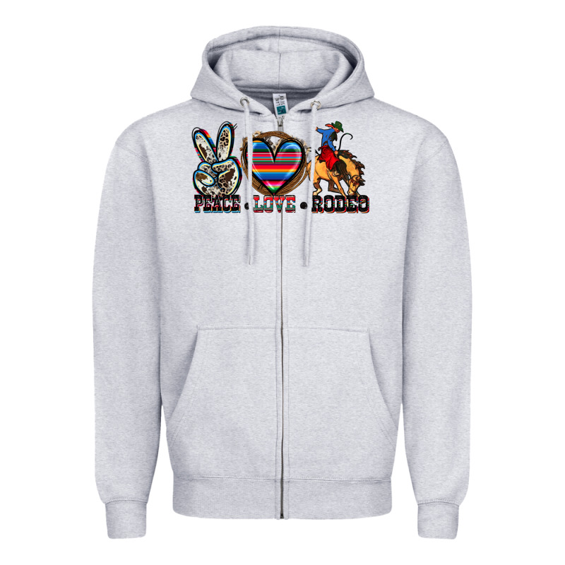 Peace Love Rodeo Zipper Hoodie by Zillion Design Studio | Teevron