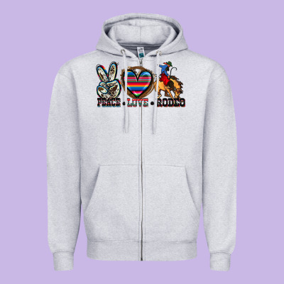 Peace Love Rodeo Zipper Hoodie Designed By Zillion Design Studio
