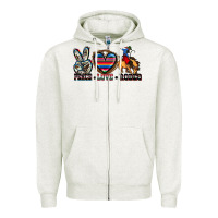 Oatmeal Heather peace love rodeo Zipper Hoodie - Zillion Design Studio