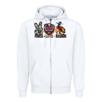White peace love rodeo Zipper Hoodie - Zillion Design Studio