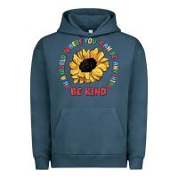 Pigment Midnight Navy in a world where you can be anything be kind Urban Hoodie - MaliasSmallBusiness