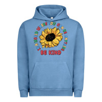 Pigment Pebble Blue in a world where you can be anything be kind Urban Hoodie - MaliasSmallBusiness