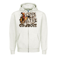 Oatmeal Heather long live cowboys Zipper Hoodie - Zillion Design Studio