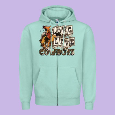 Long Live Cowboys Zipper Hoodie Designed By Zillion Design Studio