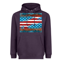 Plum Leopard glitter American flag tumbler Heavyweight Hoodie - Neo Western