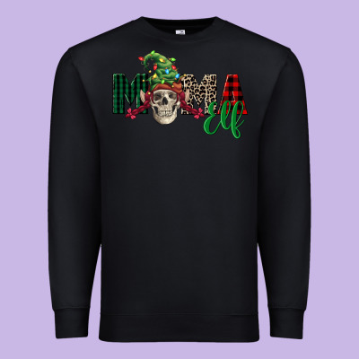 Mama Elf Skull Premium Sweatshirt Designed By Fadigitalartstudio