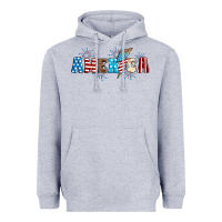 Heather Grey Lightning bolt with America Heavyweight Hoodie - Neo Western
