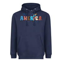 Navy Lightning bolt with America Heavyweight Hoodie - Neo Western