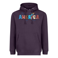 Plum Lightning bolt with America Heavyweight Hoodie - Neo Western
