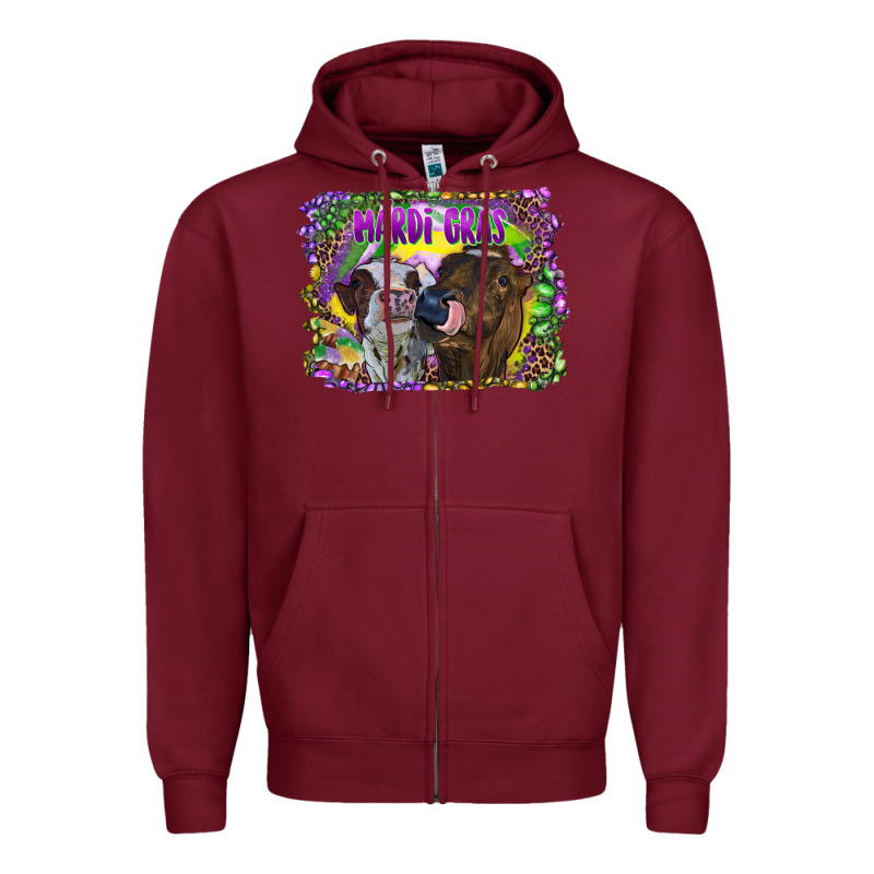 Mardi Gras Heifers Zipper Hoodie by RanaPortraitStore | Teevron