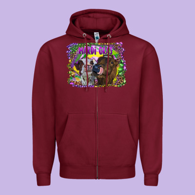 Zipper Hoodie Mardi Gras Heifers