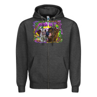 Charcoal Heather Mardi Gras Heifers Zipper Hoodie - RanaPortraitStore