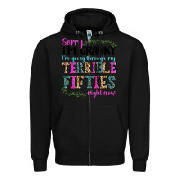Black sorry i’m cranky i’m going through my terrible Zipper Hoodie - texasbilliewilder