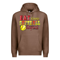 Chestnut Eat Sleep Softball Repeat Premium Hoodie - LillyAllenDesigns