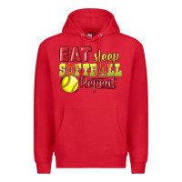 Red Eat Sleep Softball Repeat Premium Hoodie - LillyAllenDesigns