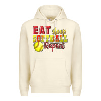Sandshell Eat Sleep Softball Repeat Premium Hoodie - LillyAllenDesigns