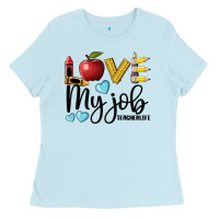 Baby Blue love my job teacher life Ladies Tee - BarkalooDesign