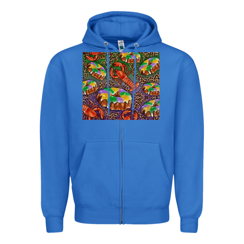 Mardi Gras King Cake And Crawfish Zipper Hoodie by RanaPortraitStore | Teevron