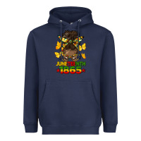 Navy juneteenth 1865 afro bun Heavyweight Hoodie - HRA Design Shop