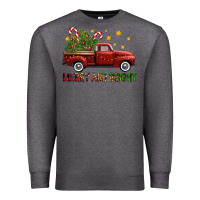 Charcoal Heather Merry And Bright Christmas Trees Truck Premium Sweatshirt - FaDigitalArtStudio