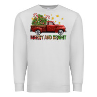 Dove Grey Merry And Bright Christmas Trees Truck Premium Sweatshirt - FaDigitalArtStudio