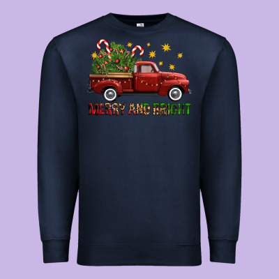 Merry And Bright Christmas Trees Truck Premium Sweatshirt Designed By Fadigitalartstudio