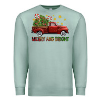 Seafoam Merry And Bright Christmas Trees Truck Premium Sweatshirt - FaDigitalArtStudio