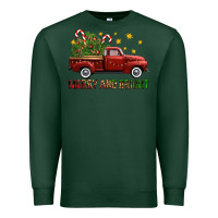 Sports Green Merry And Bright Christmas Trees Truck Premium Sweatshirt - FaDigitalArtStudio