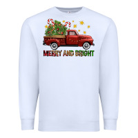 White Merry And Bright Christmas Trees Truck Premium Sweatshirt - FaDigitalArtStudio