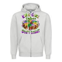 Dove Grey mardi gras king cake calories don't count Zipper Hoodie - RanaPortraitStore