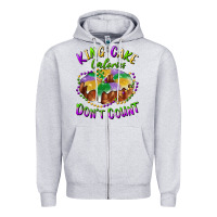 Heather Grey mardi gras king cake calories don't count Zipper Hoodie - RanaPortraitStore