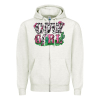 Oatmeal Heather cowgirl lightning bolt Zipper Hoodie - Zillion Design Studio