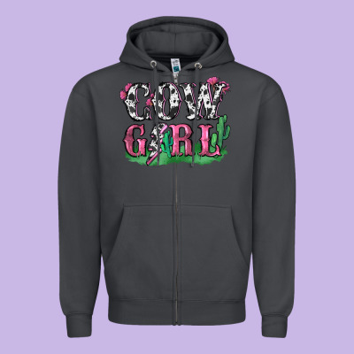 Cowgirl Lightning Bolt Zipper Hoodie Designed By Zillion Design Studio