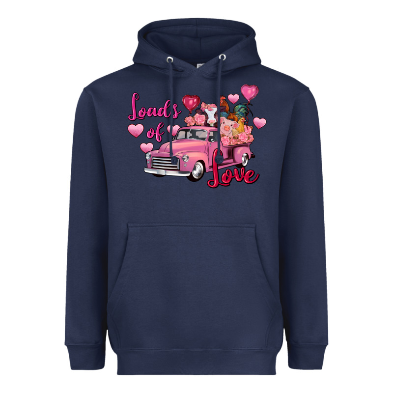 Loads Of Love Valentine's Day Farm Truck Heavyweight Hoodie by FaDigitalArtStudio | Teevron