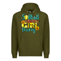 Army Green softball it's a girl thing Premium Hoodie - LillyAllenDesigns