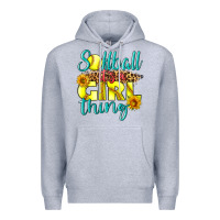 Heather Grey softball it's a girl thing Premium Hoodie - LillyAllenDesigns