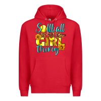 Red softball it's a girl thing Premium Hoodie - LillyAllenDesigns