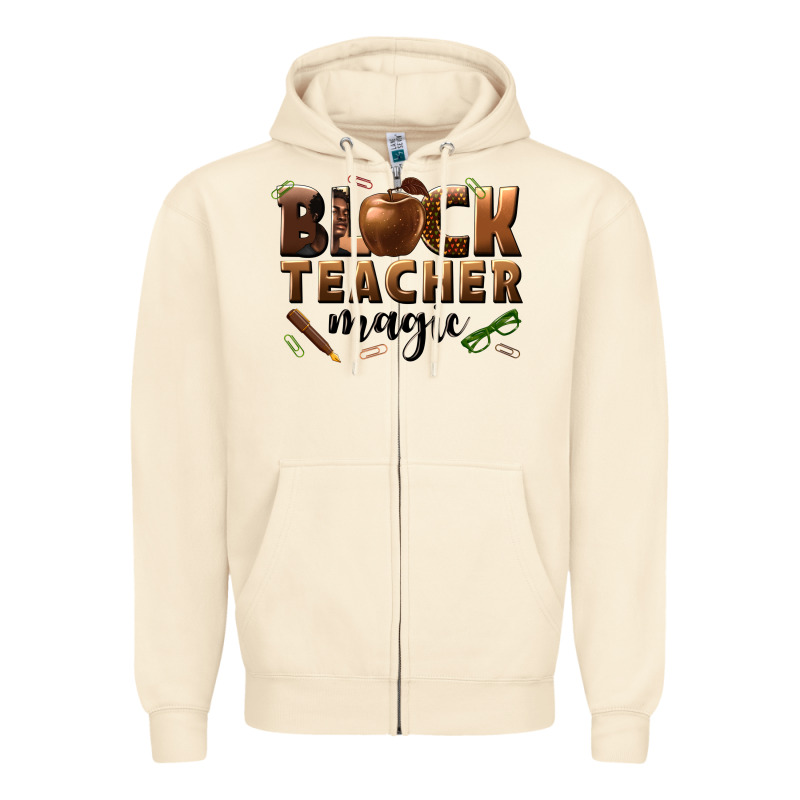 Black Teacher Magic Melanin Male Teacher Zipper Hoodie by texasbilliewilder | Teevron