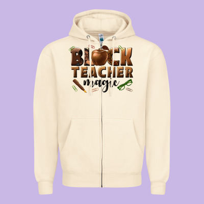 Black Teacher Magic Melanin Male Teacher Zipper Hoodie Designed By Texasbilliewilder
