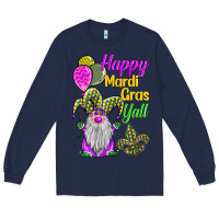 Navy happy mardi gras y'all Long Sleeve Tee - BarkalooDesign