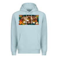 Blue Mist western cow cockerel chick  serape leopard sunflowers license plate te Premium Hoodie - BarkalooDesign
